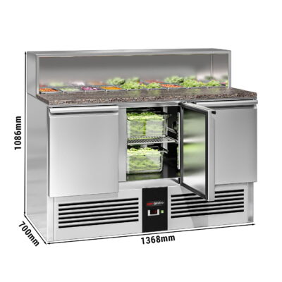 Saladette  Pizzakühltisch Premium – 1,37 x 0,7 M – mit 3 Türen