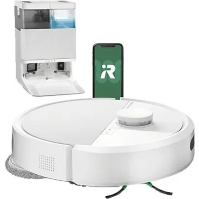 Robot friegasuelos – iRobot Roomba® Plus 405 Combo, 295 ml Depósito Polvo, 3l Depósito Agua Base, 3h Autonomía, Blanco