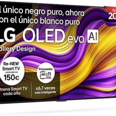 TV OLED 55 – LG OLED55G54LW.AEU, OLED 4K, Procesador Inteligente α11 AI Processor 4K Gen2, Smart TV, DVB-T2 (H.265), Rocky Black